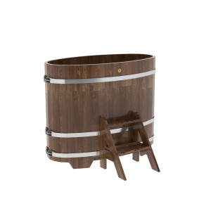 1374 Купель овальная из сращенных ламелей лиственницы 0,69х1,31х1,1 морёная Alyarus