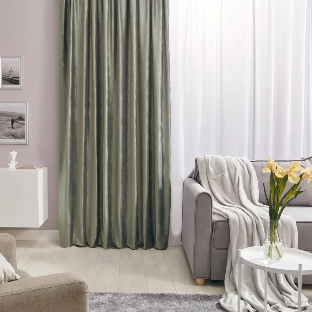 Штора на ленте «Печать Бархат» 200x270 см цвет серый AMORE MIO STLM-2112490