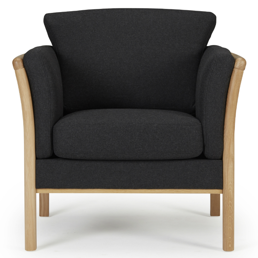 Кресло Aya, цельный лакированный дуб, темно-серое Kragelund 12901202525 - Вид №1