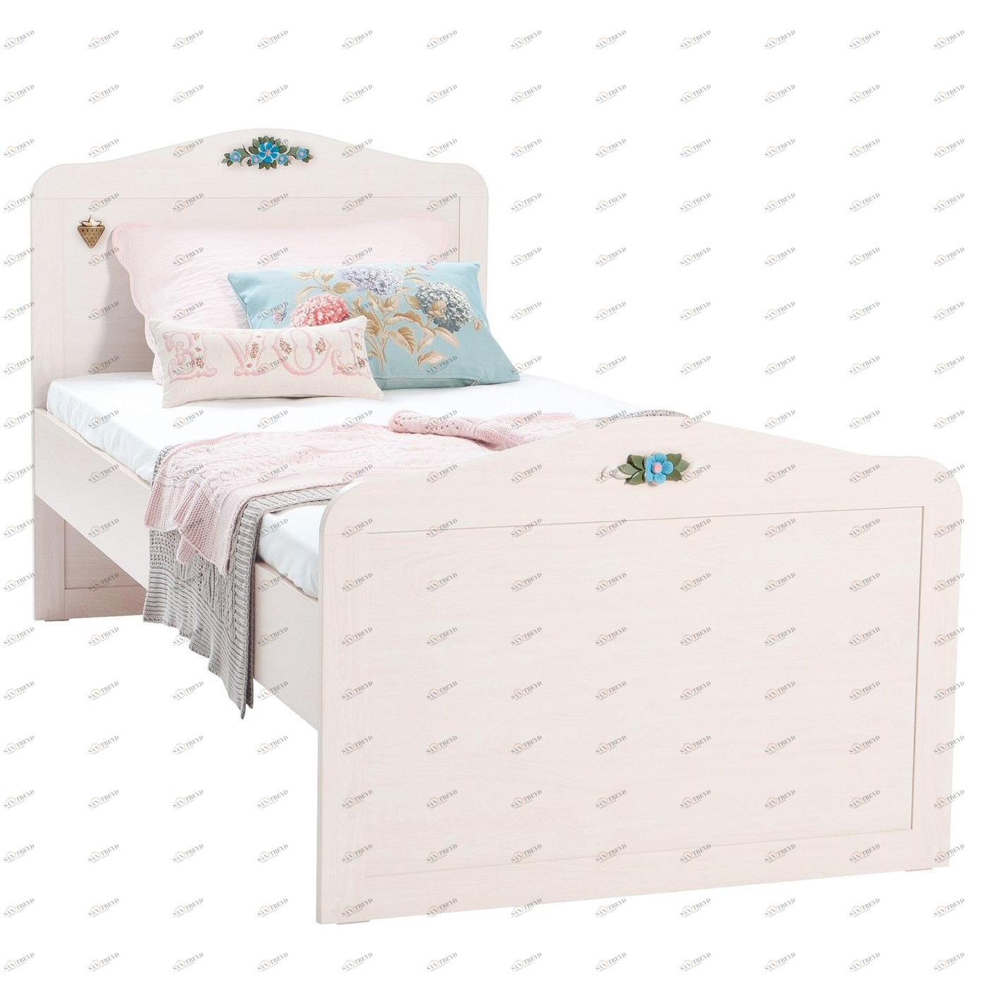 Кровать односпальная 90х190 см беленый дуб Flower CILEK FLOWER 00-3832289 Бежевый Santreyd