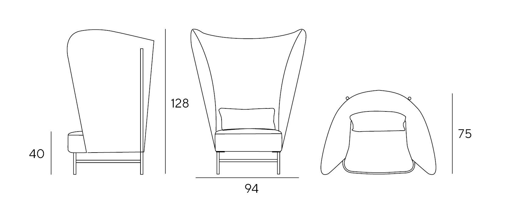 Тканевое кресло с высокой спинкой Innova Imbottiti цирк ARCH-00104302 - Вид №4