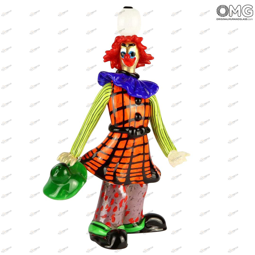 2586 ORIGINALMURANOGLASS Статуэтка Клоун-иллюзионист с яйцом - муранское стекло OMG 14 см 