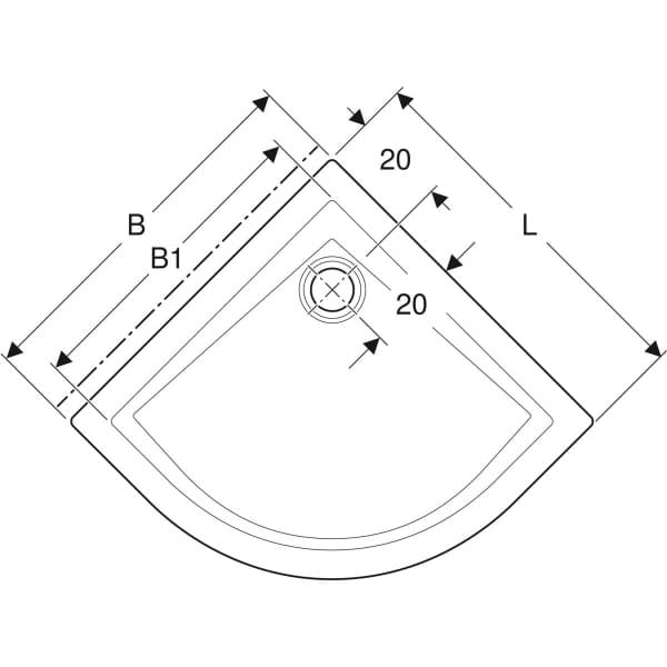 Угловой нескользящий поддон для душа Geberit 60 ARCH-00095150 - Вид №1