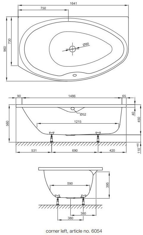 Bette Ванна из эмалированной стали  6054/6055  - Вид №3