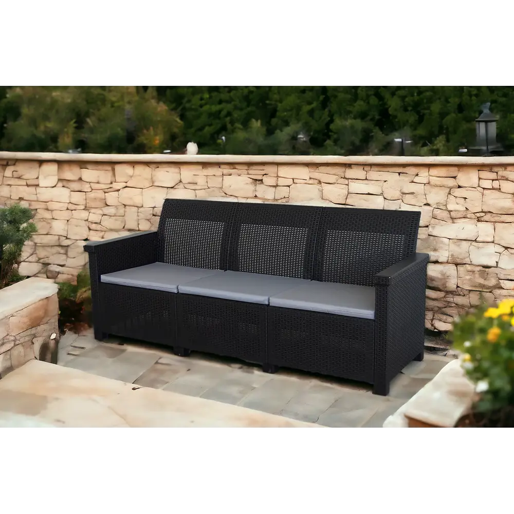 Диван садовый Basegi 69.5x189.5x79 см полипропилен темно-серый Santreyd STLM-2001555 - Вид №12