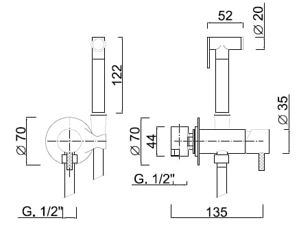 Настенный ручной душ shut-off Rubinetteria Giulini My Future Deluxe ARCH-00003831 - Вид №1