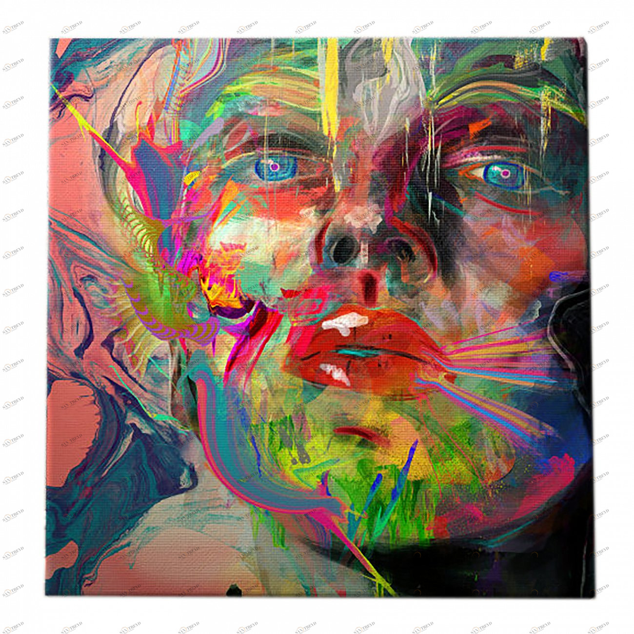 Картина портрет девушки 80х80 см Lyka by Archan Nair ICON DESIGNE  096865 Зеленый;красный;разноцветный 