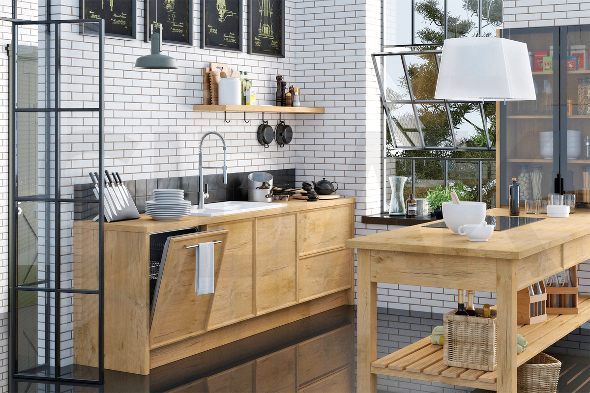 Фасады для кухни Модена Фрезеровка «Модена» Дуб скальный №270 SIDAK SIST3472-7918 - Вид №1