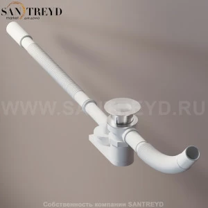 Agape  Сифон с нажимным клапаном с хромированной матовой крышкой для ванн и соединением с переливным отверстием MET0433WUSP