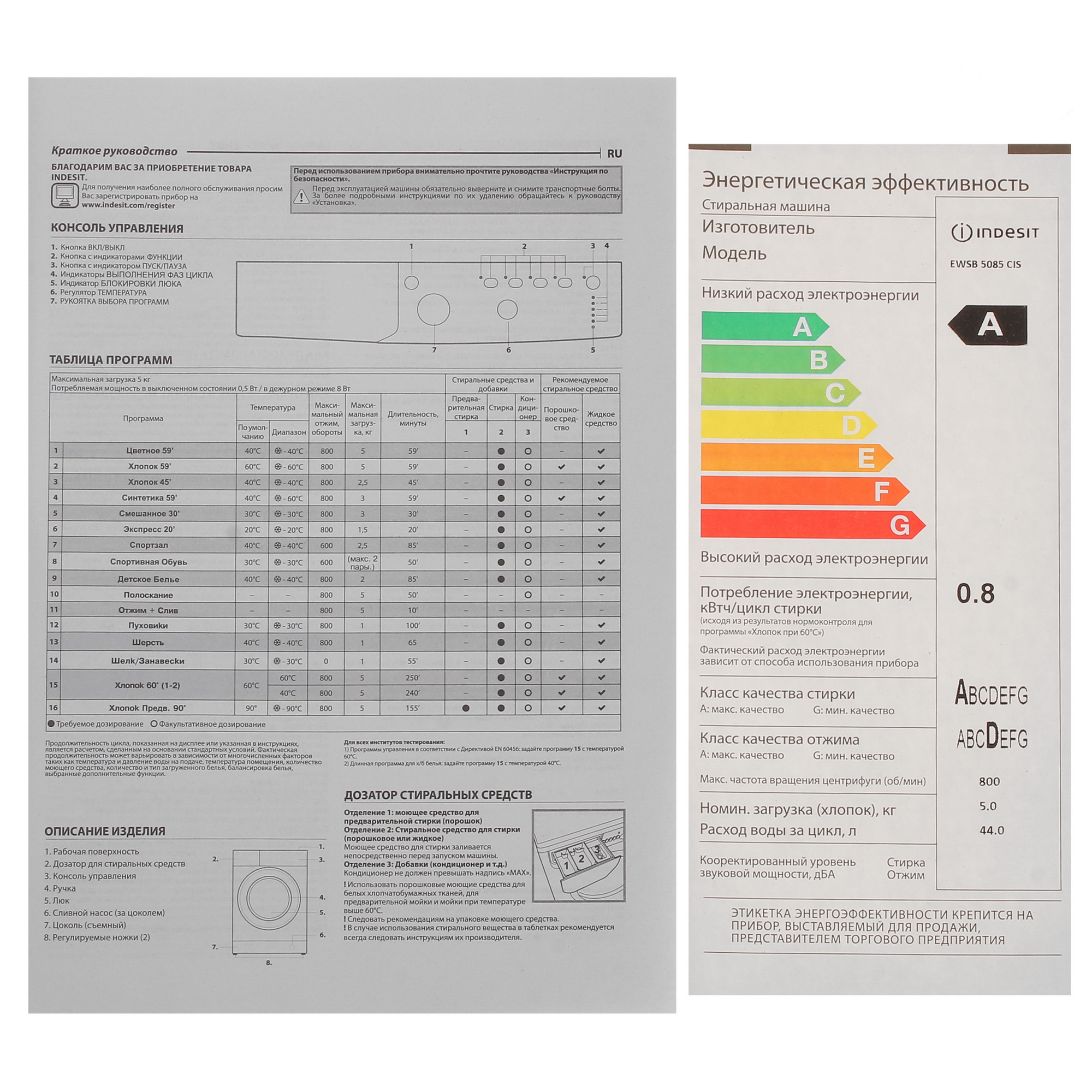 5081263 Стиральная машина Indesit EWSB 5085 CIS белый STDN-0151374 - Вид №10