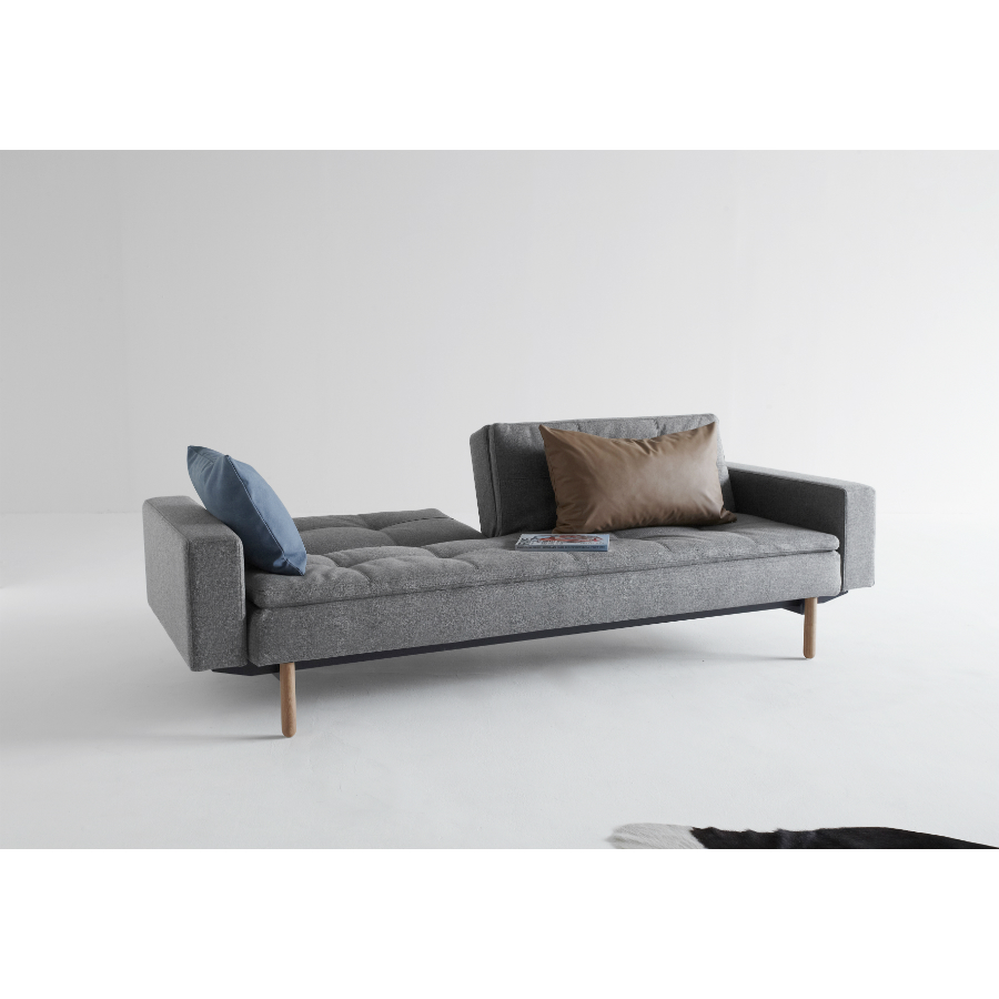 Диван Dublexo с мягкими подлокотниками Rests, ножками Stem из светлого дерева и черной рамой, темно Innovation Living DUBLEXO563 - Вид №1