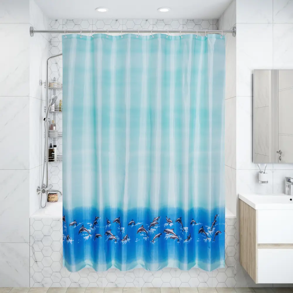 Штора для ванной комнаты «Bath Plus Dolphin Dance» 180x180 см цвет голубой 11837332 STLM-2084104 Без серии