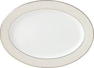 10623812 Lenox Блюдо овальное Lenox "Цветное плиссе" 40см (серое) Фарфор костяной