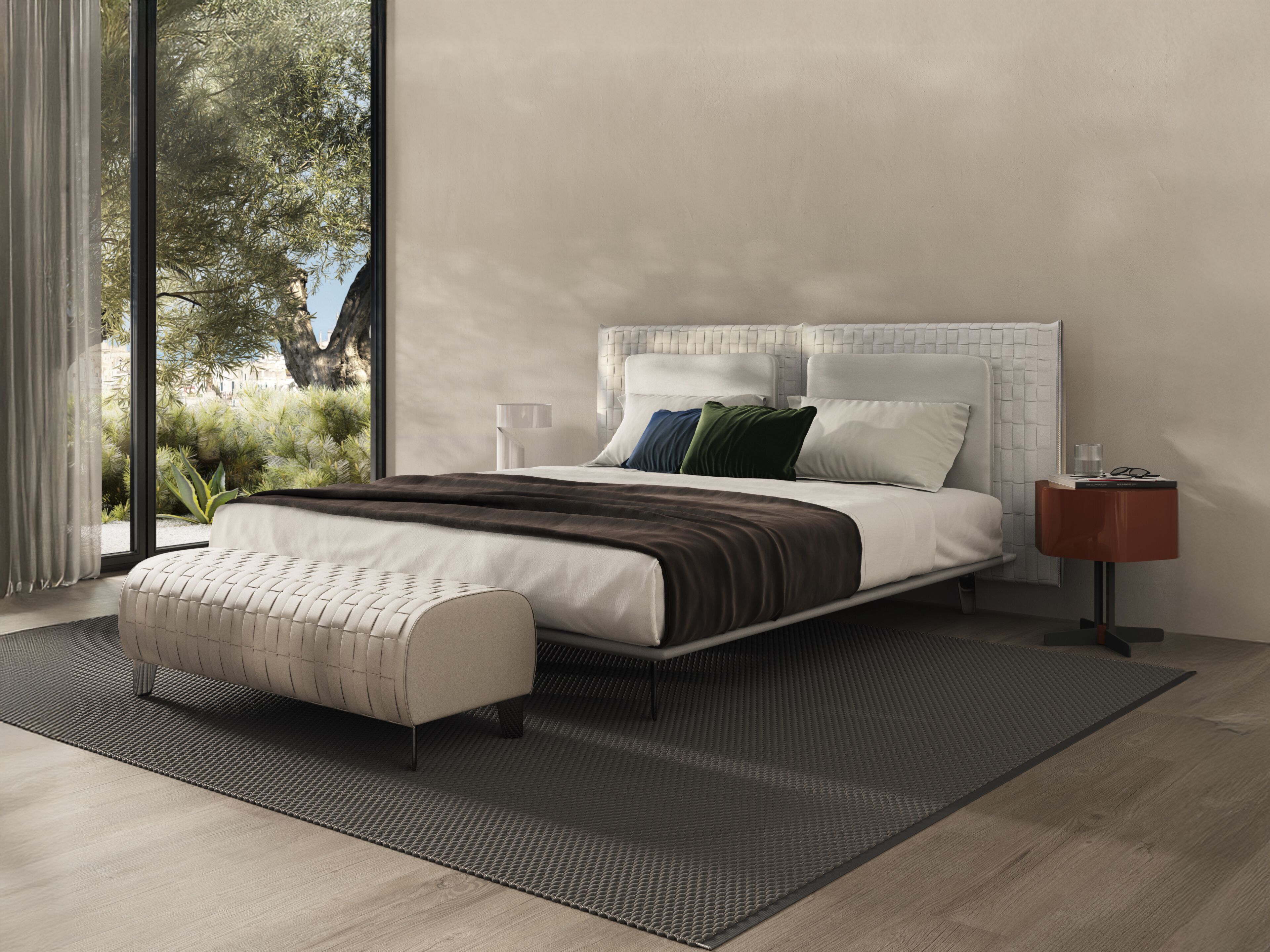 Двуспальная кровать из ткани с мягким изголовьем Natuzzi Italia кампус ARCH-00087685 - Вид №4