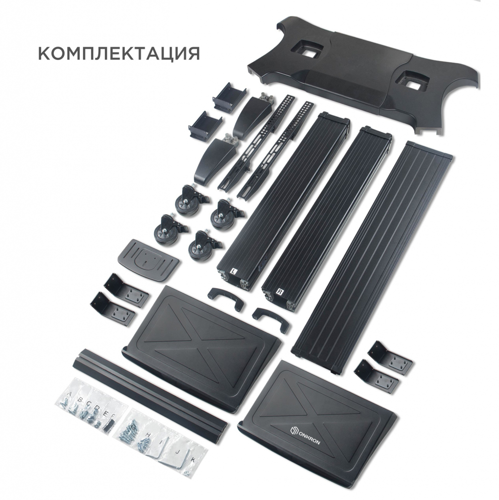 TS2811 BLACK Мобильная стойка на 1 тв/ 60-100" от 200х200 до 1000х600, макс нагр 136,4кг, высота 1400-1725мм, кабель-канал, регулируемая полка, черная ONKRON Santreyd  - Вид №6