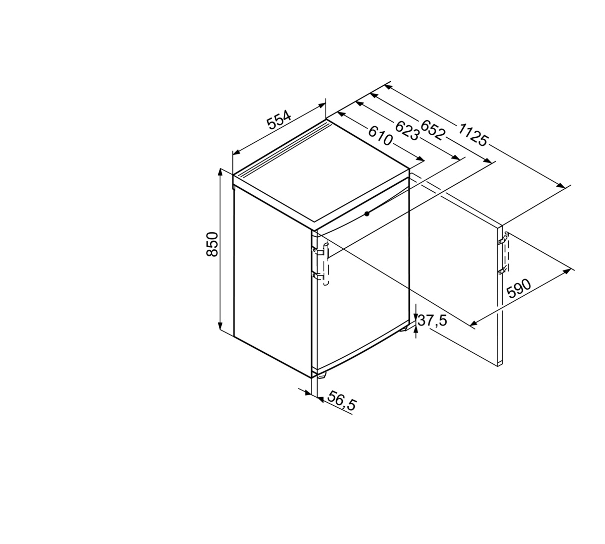 T 1710-22 001 Холодильник / 85x55.4х62.3, однокамерный, 151л, без морозильной камеры, белый Liebherr Liebherr Comfort  - Вид №3