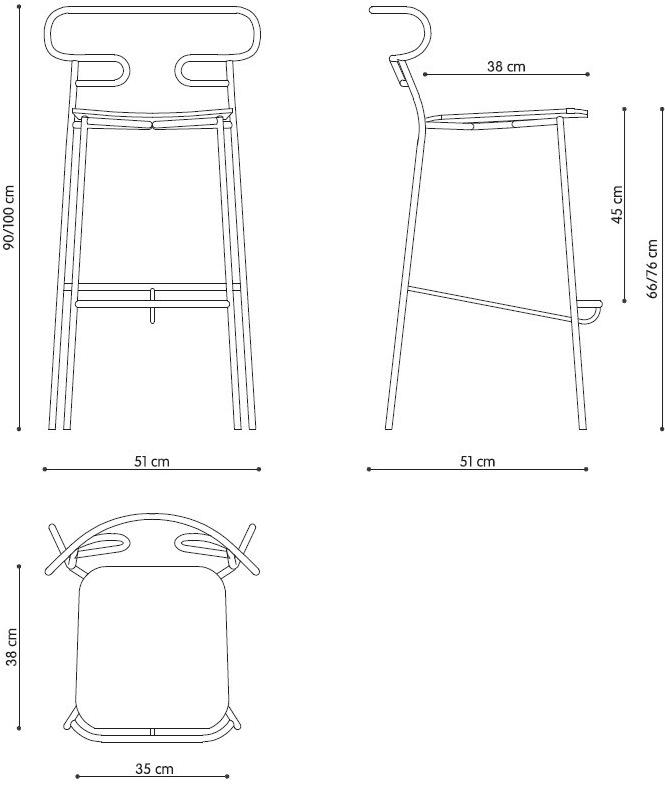 TrabA' Табурет из металла и полиуретана с подставкой для ног Genoa 0049-met-pu - Вид №11