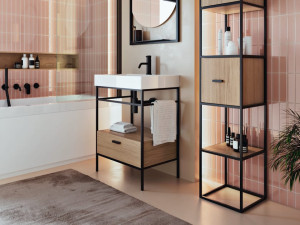 Стальная напольная раковина с ящиками