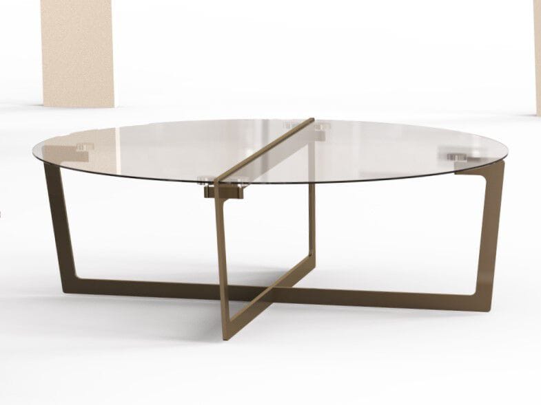 Круглый стальной и хрустальный низкий журнальный столик Bontempi Casa CROSS ARCH-00041910