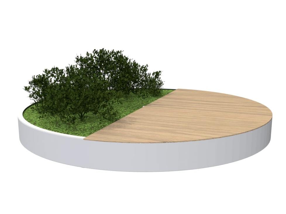 Стальная и деревянная скамейка со встроенной плантатором Urbencéa LUNA ARCH-00037808