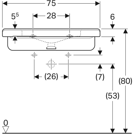 128665000 Раковина Geberit Renova Comfort Square, безбарьерная Geberit  - Вид №34