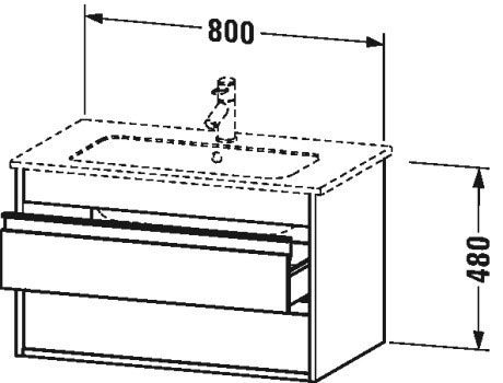 KT642909191 Тумбочка подвесная Ketho #KT6429 800 x 475 мм Серо-коричневый декор Duravit - Вид №1