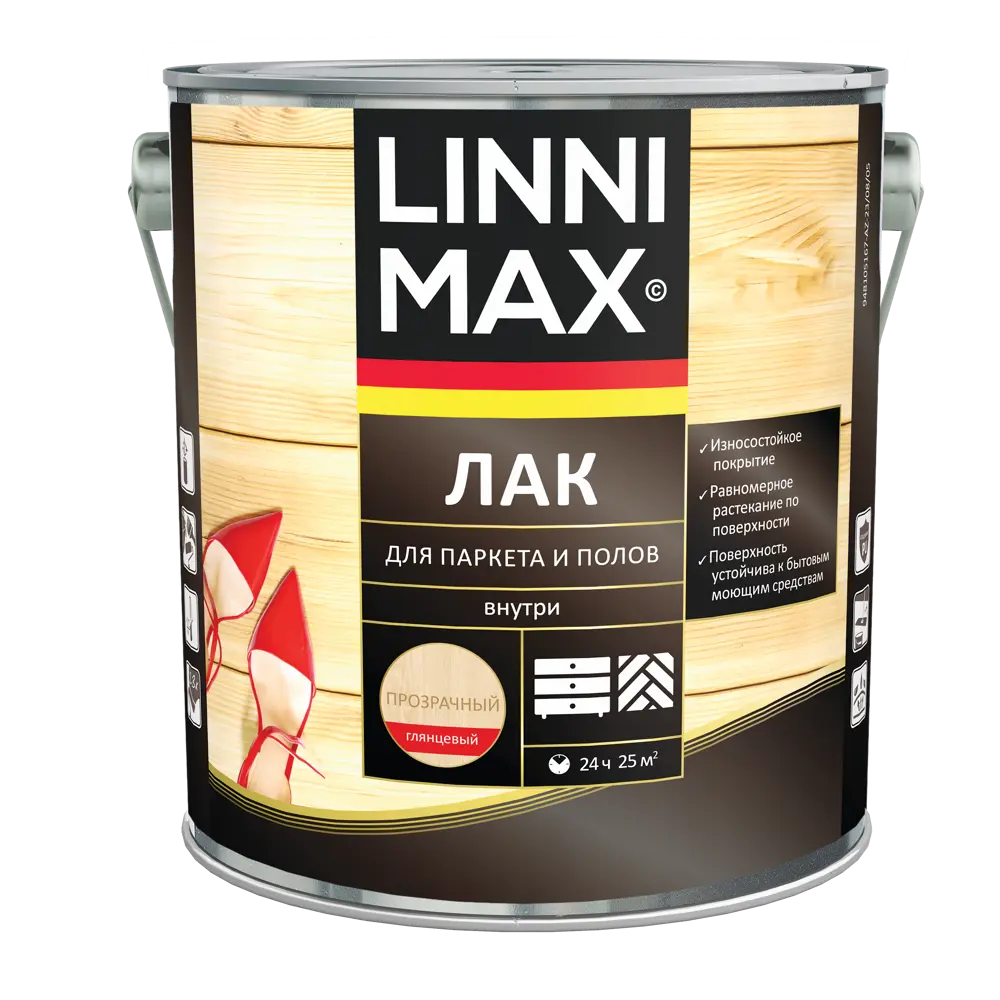 Паркетный лак LINNIMAX глянцевый прозрачный 2.5 л 89349627 STLM-0854190 - Вид №1