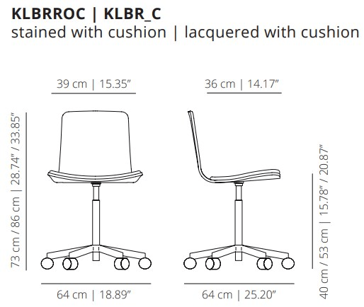 Viccarbe Офисное кресло из ткани с подлокотниками на колесиках Klip sun-id-1393921 - Вид №7