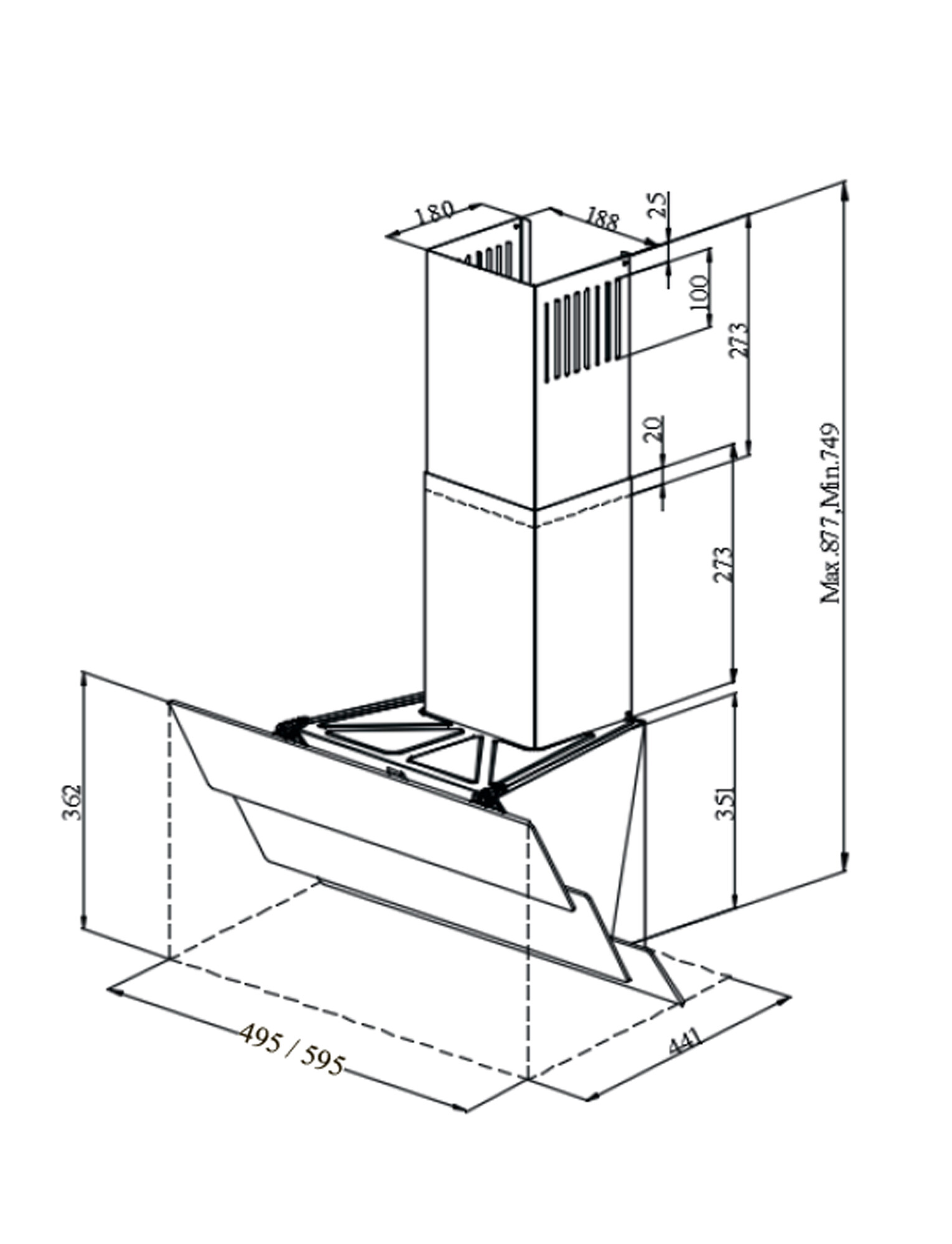 9121485 Вытяжка наклонная Monsher TROYES 60 Noir черный/черный STDN-0100086 - Вид №11