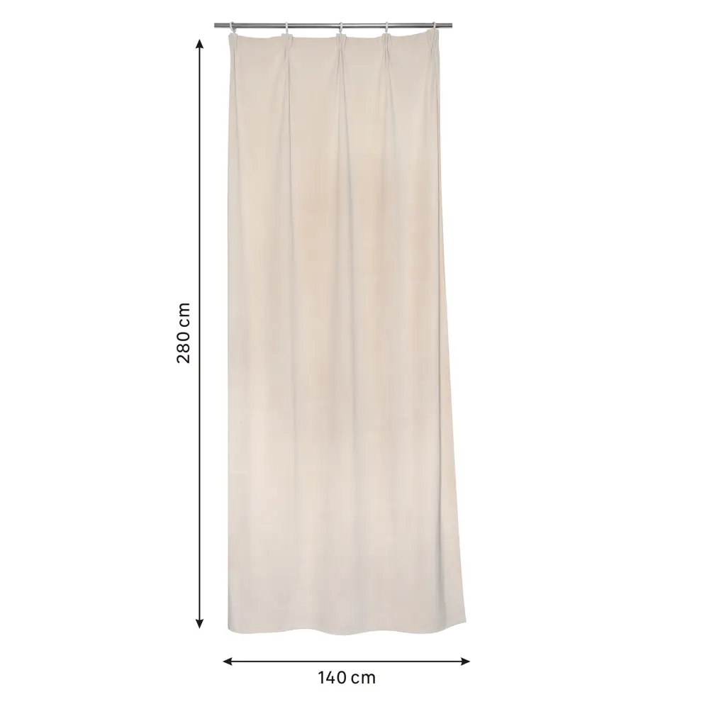 Штора на ленте Inspire Nelio 140x280 см цвет бежевый STLM-2158247 - Вид №1