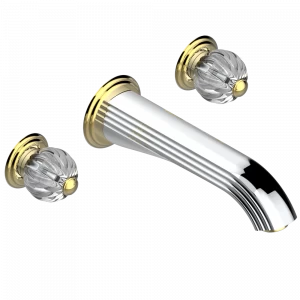 U1D-41SGB Внешняя часть смесителя встраиваемого в стену для ванны на три отверстия с изливом СУПЕР ГОЛИАФ Thg-paris Mandarine со светлым хрусталём Хром-золото