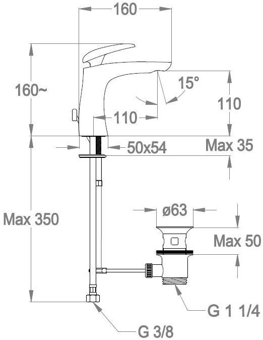 Fir Italia Смеситель для умывальника, однорычажный, без сливного крана Synergy open 93 9311201 - Вид №2