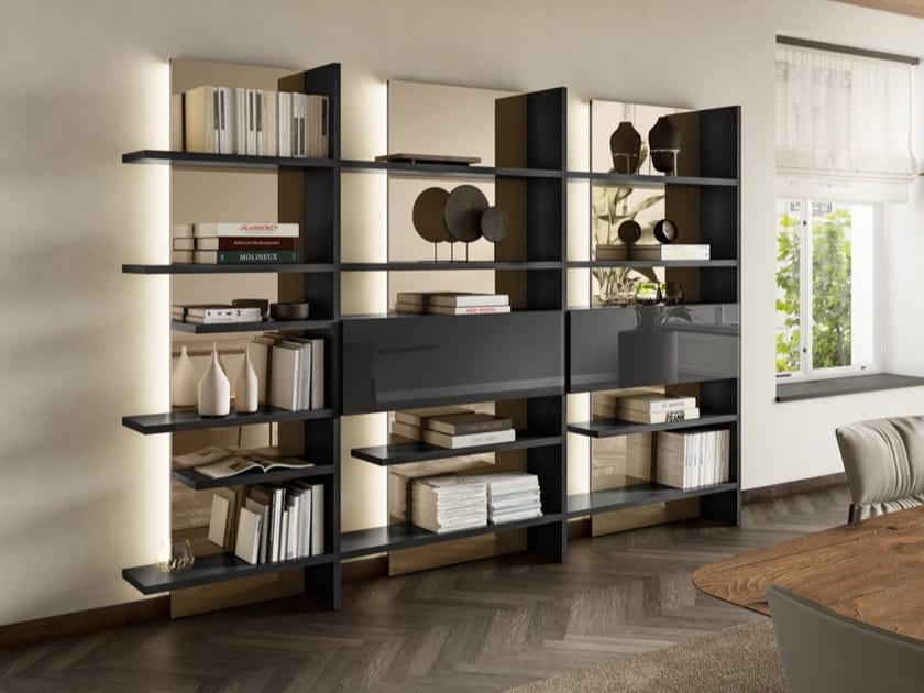 Деревянный книжный шкаф с освещением Lago PENTAGRAM - 1457 ARCH-00074438