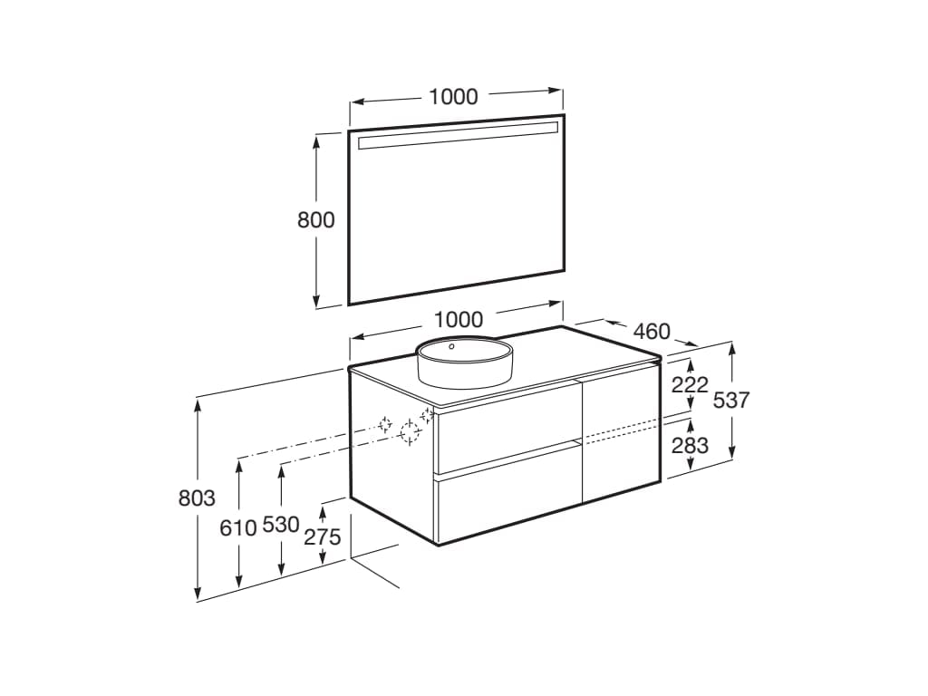 Деревянный умывальник с ящиками, дверцами, зеркалом и столешницей Roca The Gap ARCH-00083506 - Вид №9