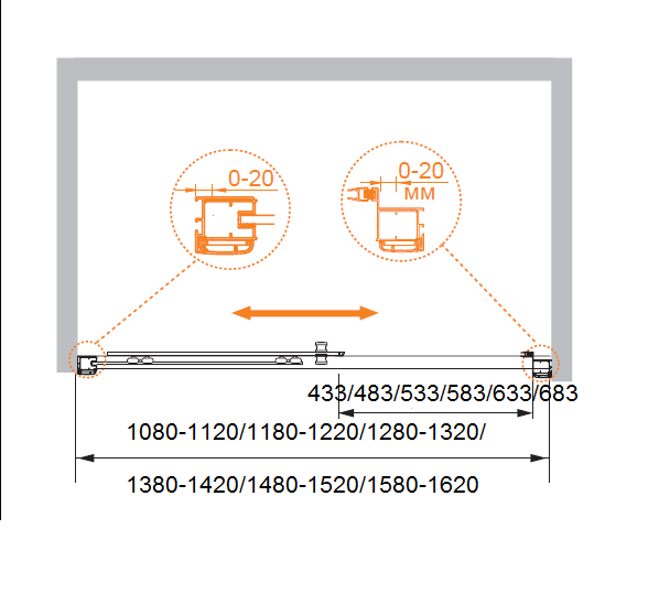 Душевая дверь в нишу CEZARES ANIMA-W-BF-1-160-C-Cr - Вид №3