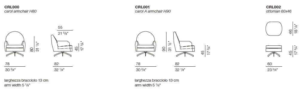 Тканевое вращающееся кресло с подлокотниками BODEMA CAROL ARCH-00036108 - Вид №3