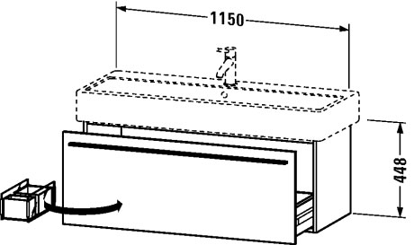 XL604704747 Тумбочка подвесная X-Large #XL6047 1150 x 443 мм Каменно-синий глянцевый лак Duravit - Вид №1