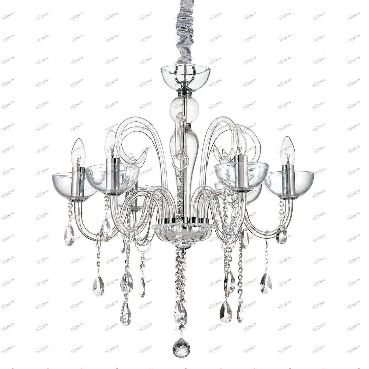Подвесная люстра Ideal Lux Canaletto SP6 Trasparente IDEAL LUX ДИЗАЙНЕРСКИЕ, CANALETTO TRASPARENT 057278 Хром 