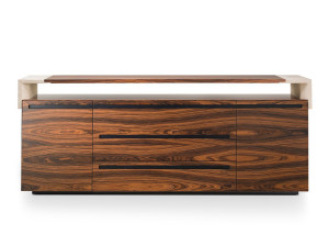 Деревянный низкий офисный шкаф с ящиками