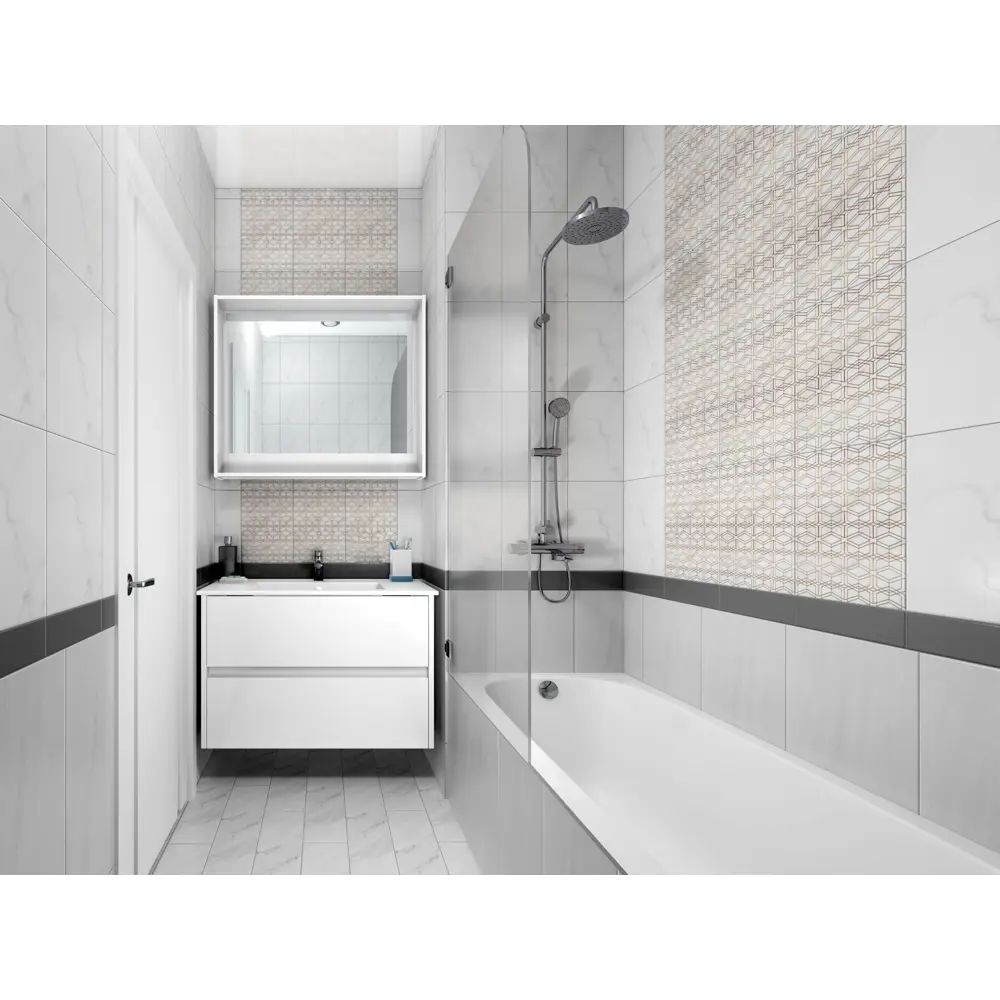 Керамогранит Marble 15х60 см 1.36 м² цвет белый BELANI STLM-2180525 - Вид №7