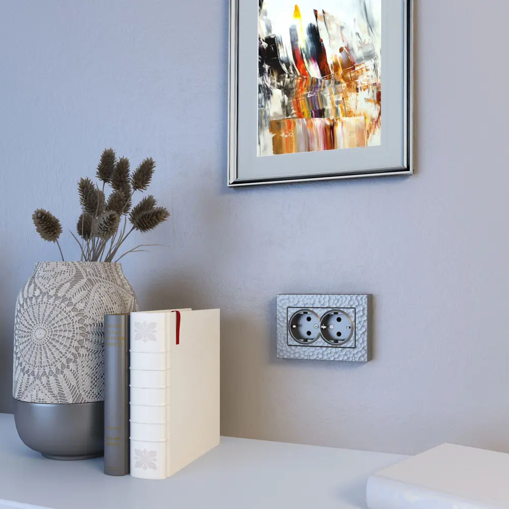 Розетка двойная встраиваемая Werkel Hammer с заземлением цвет серебряный STLM-2038238 - Вид №3