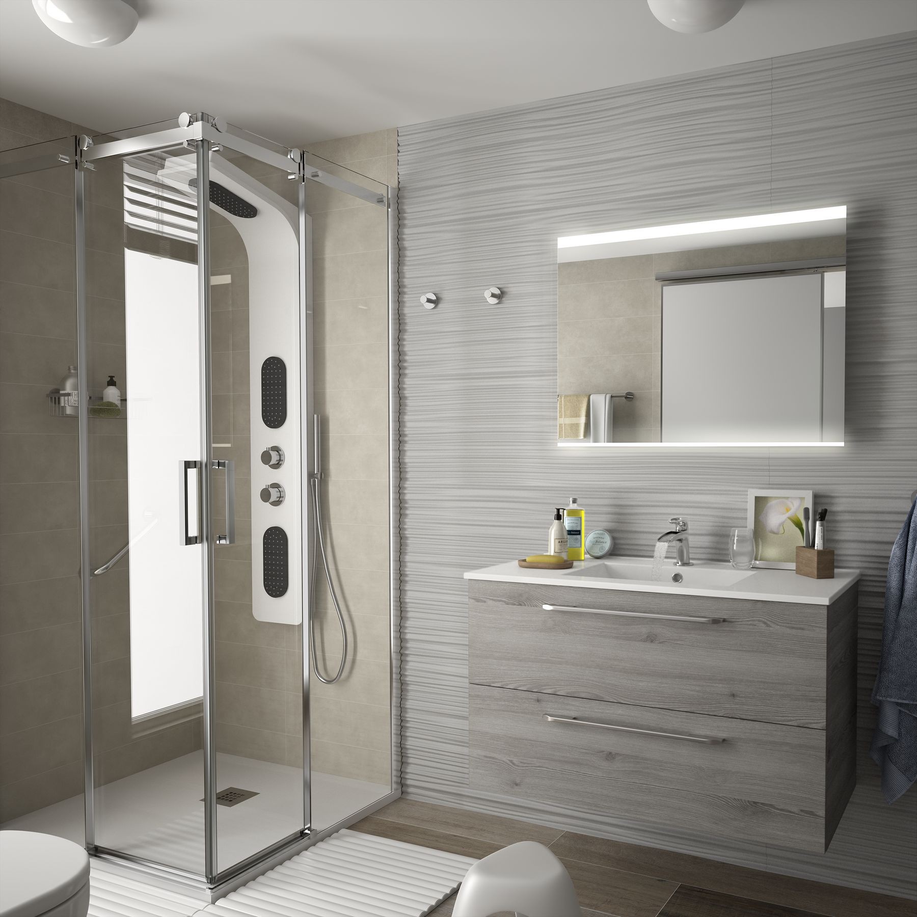 26580 SALGAR Мебель для умывальника FUSSION CHROME 900 2 ящика BAY PINE 897 x 540 x 450 мм Лавровая сосна