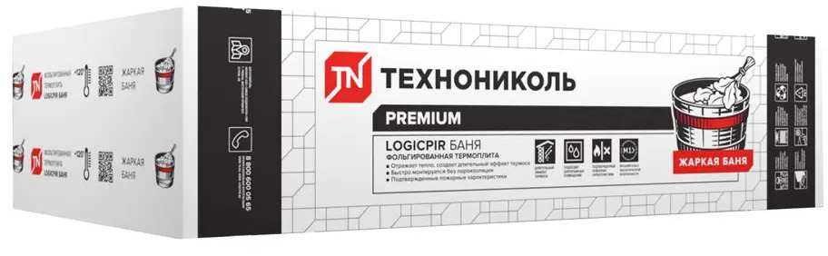 91014560 Теплоизоляционная PIR-плита Технониколь Premium Logicpir Баня Ф/Ф L-кромка 1190x590x40мм 6шт 4.21м² STLM-0441969