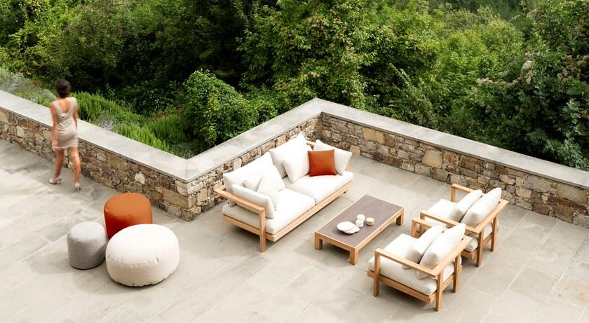 TRIBÙ Низкий прямоугольный журнальный столик из тика Pure sofa 01284 - Вид №3