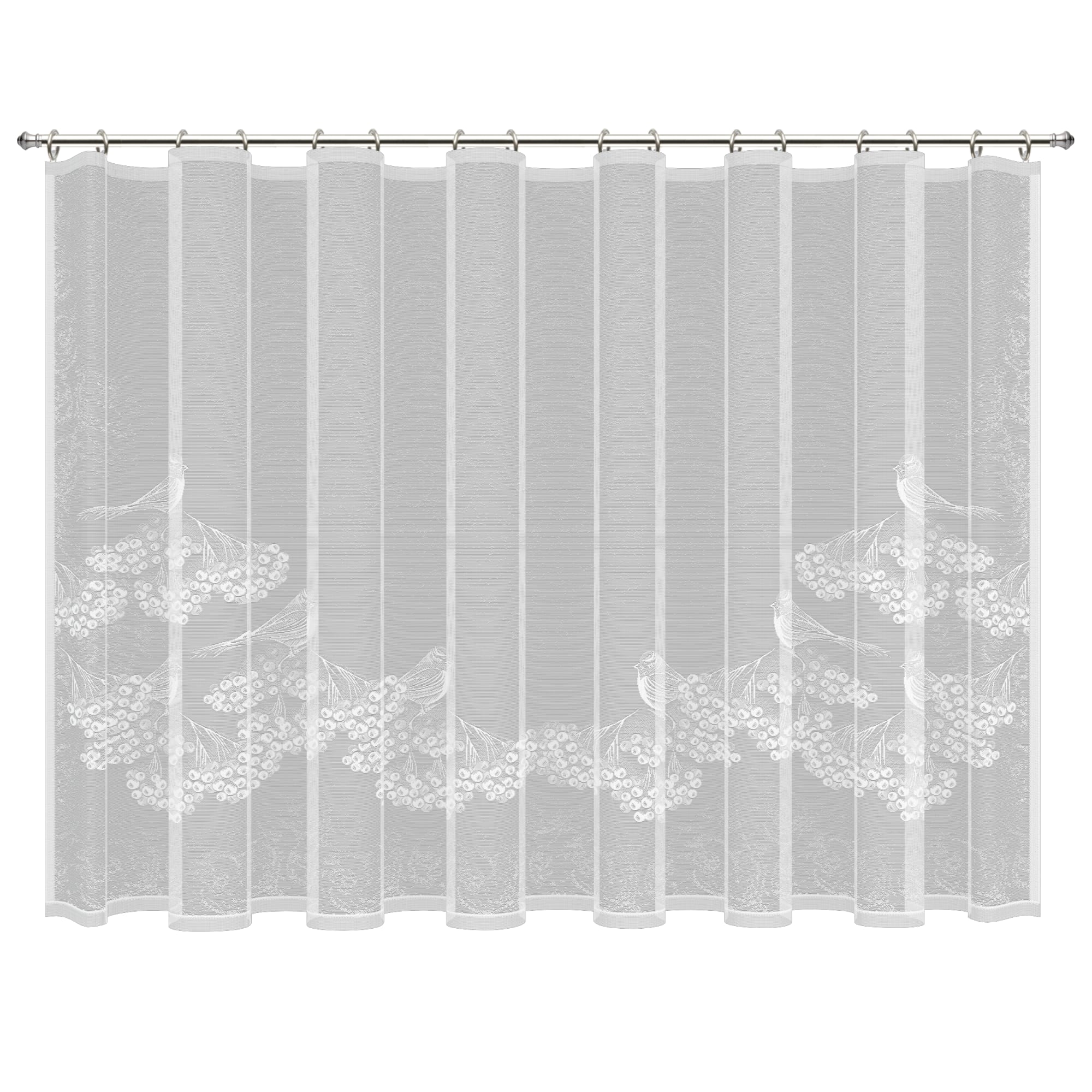 85276014 Тюль для кухни "Снегири" 200x165 см цвет белый Santreyd 