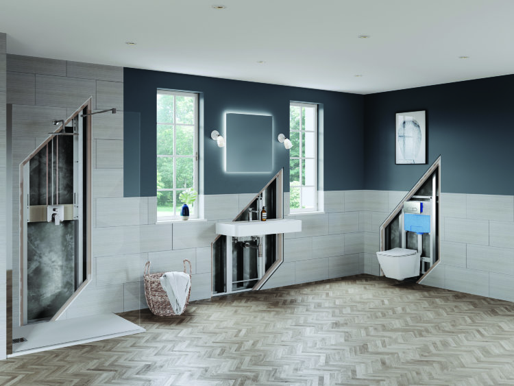 R0309AA Пневматический промо-набор, состоящий из: R027767 120 P Встраиваемая инсталляция для монтажа подвесных унитазов и R0116AA OLEAS™ P1 Пневматическая панель смыва Ideal Standard PROSYS - Вид №3