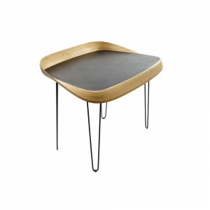 Письменный стол черный фигурный с деревянной отделкой Nod MONTLY NOD 128933 Бежевый;черный