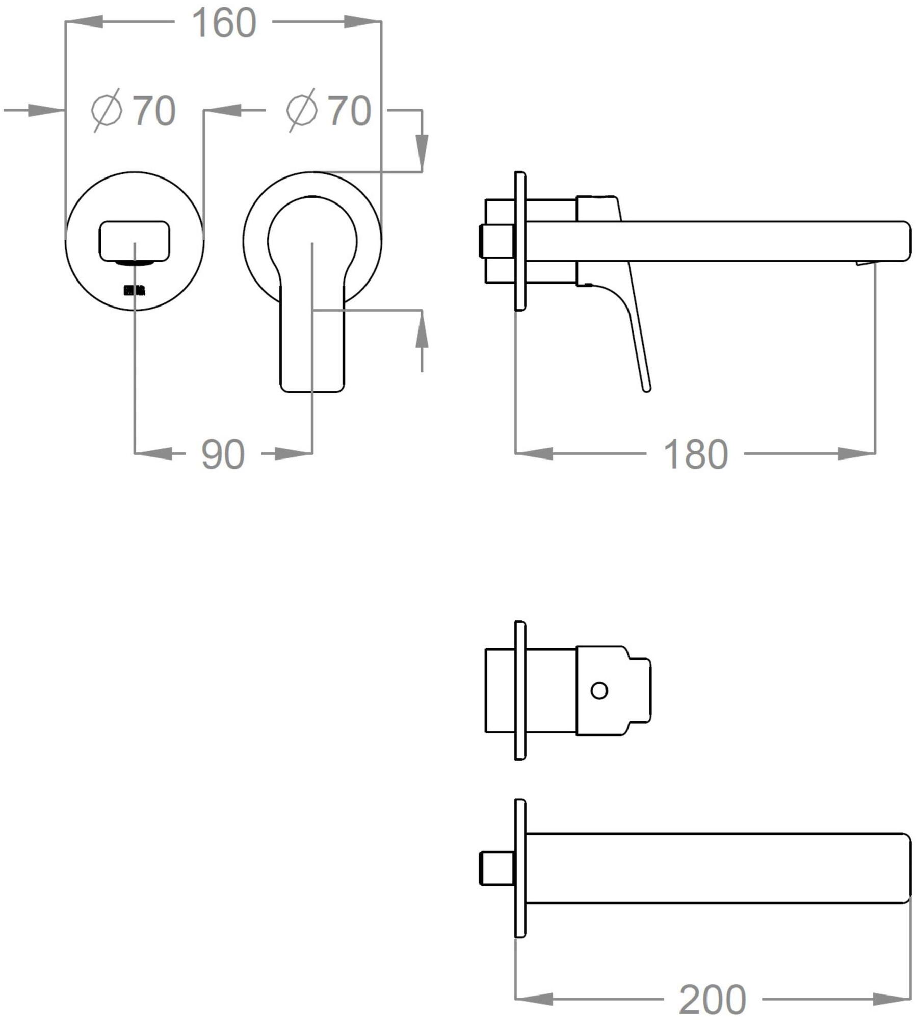 Fir Italia Смеситель для умывальника настенный из латуни на 2 отверстия New handy 52 5218108 - Вид №1