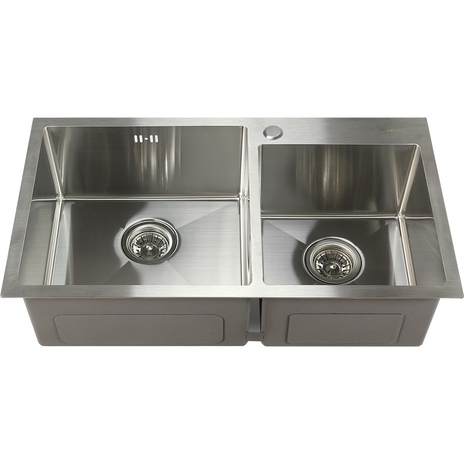 Мойка S7843H MELANA ProfLine 3,0/220 САТИН 2-я чаша, врезная прямоугольная S7843H S7843H сатин