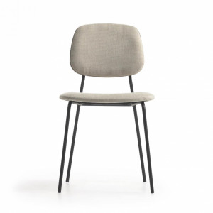 108358 Стул бежевый с дубовым шпоном и сталь с черной отделкой La Forma Benilda